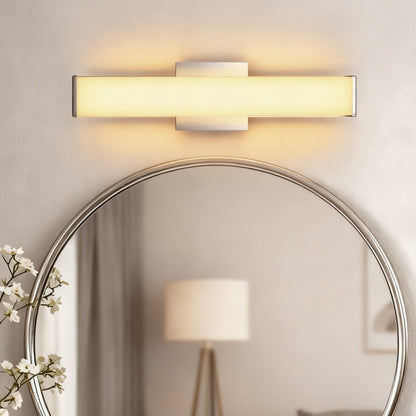 YANSUN 24-Inch Vanity Mirror Light with Rectangular Opal Shade, Integrated LED 3000K Warm White, Chrome Finish, 1086 Lumen