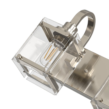 YANSUN 3-Light Vanity Mirror Light with Square Patterned Glass, Brushed Nickel Finish, 23.5-Inch Length, Modern Traditional