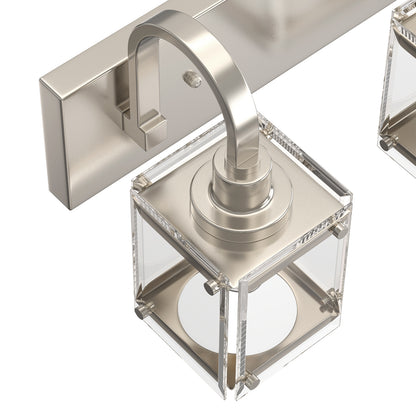YANSUN 3-Light Vanity Mirror Light with Square Patterned Glass, Brushed Nickel Finish, 23.5-Inch Length, Modern Traditional