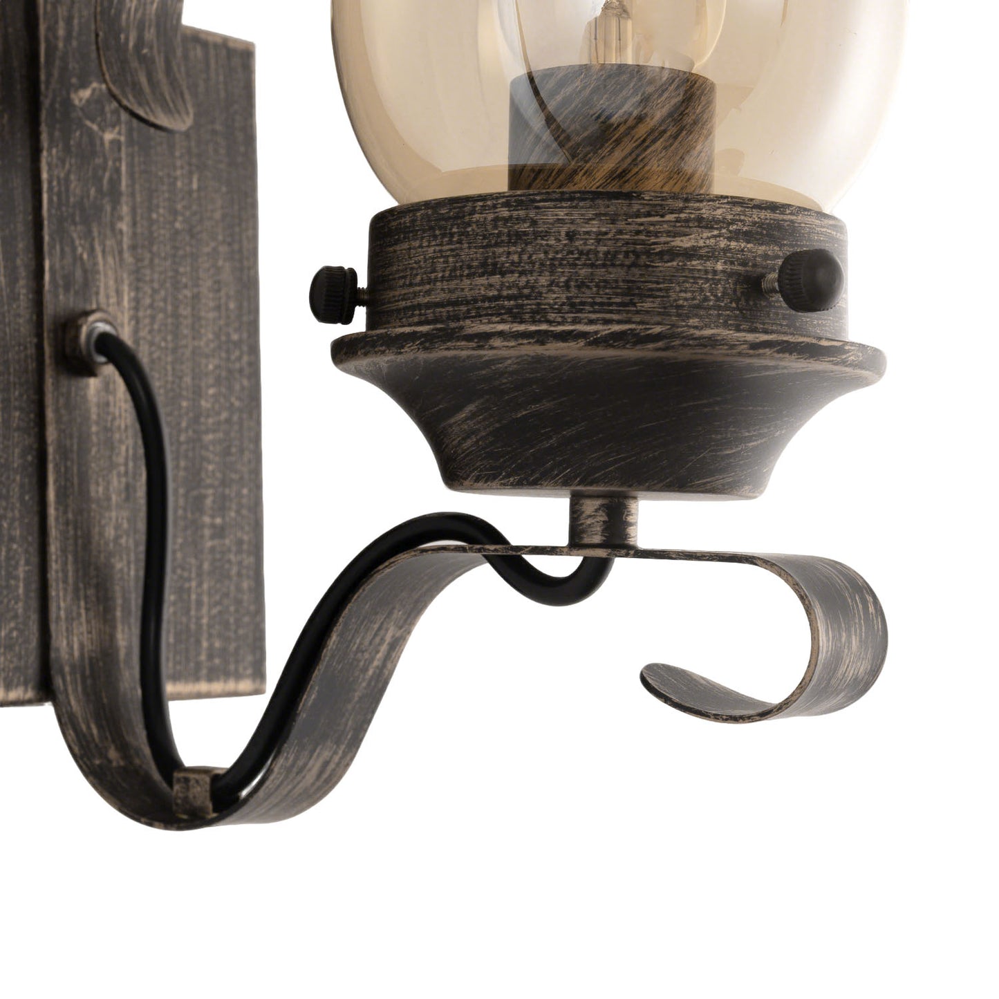 YANSUN 2-Pack Vintage Diesel Lantern Wall Sconce with Amber Glass Shade, Black & Gold Finish, E26 Base, Indoor Wall Lamp for Hallway, Bedroom, Living Room