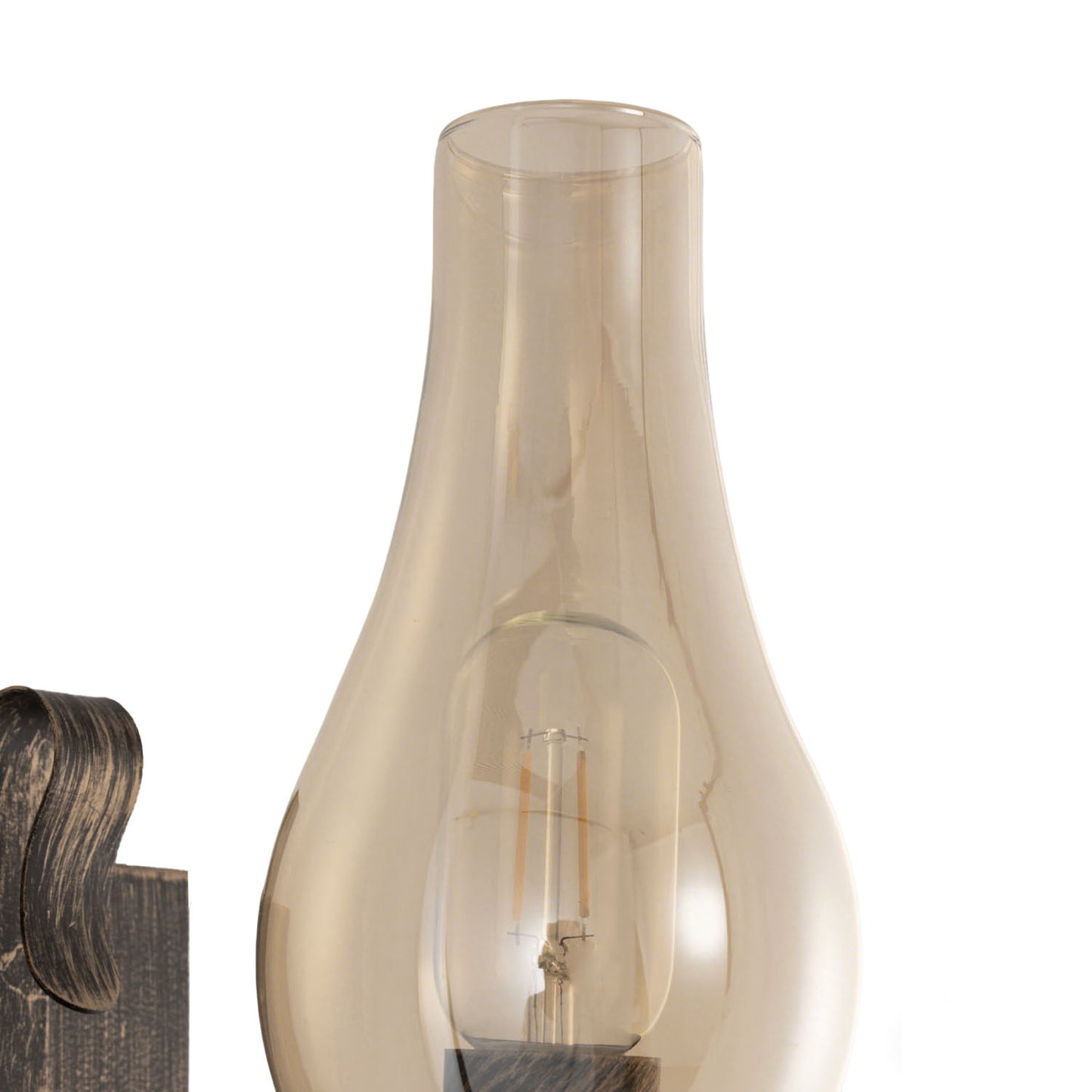 YANSUN 2-Pack Vintage Diesel Lantern Wall Sconce with Amber Glass Shade, Black & Gold Finish, E26 Base, Indoor Wall Lamp for Hallway, Bedroom, Living Room