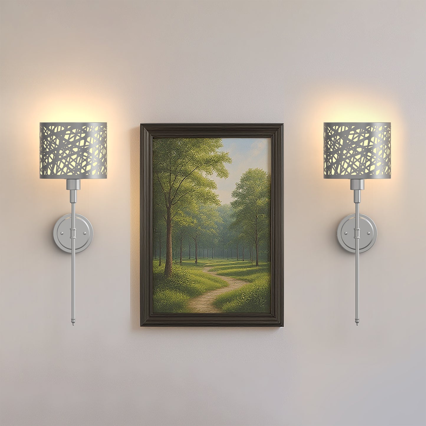 YANSUN 2-Pack Semi-Cylinder Chrome Wall Sconce RGBCW Remote Control Remote Timer Dimmable Wall Light for Living Room Hallway
