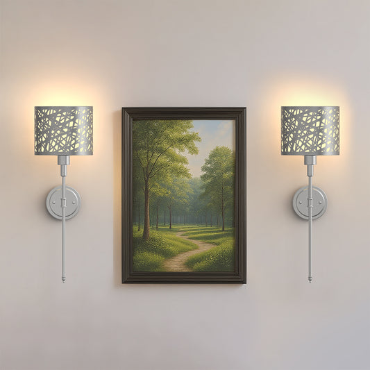 4.6 in. 2-Pack Hollow Iron Half-Cylinder Metal Wall Sconce,  Indoor Vanity Light withRGBCW, Dimmable, Night Light, Timer