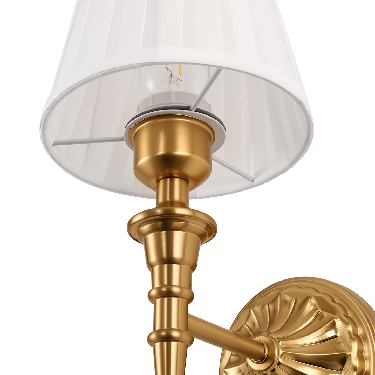 YANSUN 2-Pack Traditional Wall Sconce with Pleated Fabric Shade, Copper Finish Metal , E26 Base Indoor Wall Light for Bedroom