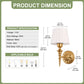 YANSUN 2-Pack Traditional Wall Sconce with Pleated Fabric Shade, Copper Finish Metal , E26 Base Indoor Wall Light for Bedroom