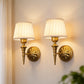 YANSUN 2-Pack Traditional Wall Sconce with Pleated Fabric Shade, Copper Finish Metal , E26 Base Indoor Wall Light for Bedroom