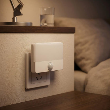 YANSUN 2-Pack Plug-in Motion Sensor Night Light 3000K Warm White Square LED Night Lamp US Plug for Hallway Bedroom Bathroom