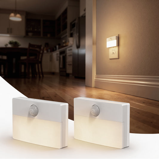YANSUN 2-Pack Plug-in Motion Sensor Night Light 3000K Warm White Square LED Night Lamp US Plug for Hallway Bedroom Bathroom