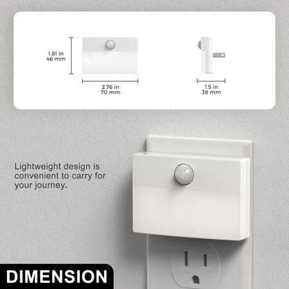 YANSUN 4-Pack Plug-in Motion Sensor Night Light Square LED 3000K Warm White 0.45W US Plug for Hallway Bedroom Bathroom