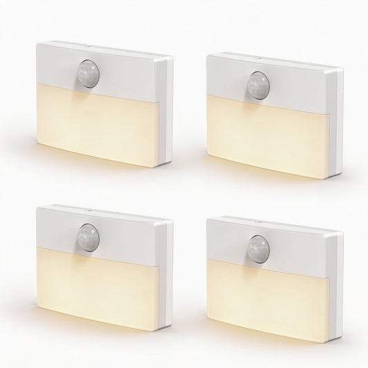 YANSUN 4-Pack Plug-in Motion Sensor Night Light Square LED 3000K Warm White 0.45W US Plug for Hallway Bedroom Bathroom