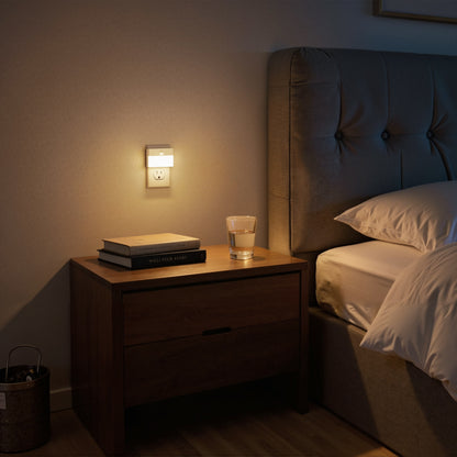 YANSUN 2-Pack Plug-in Motion Sensor Night Light 3000K Warm White Square LED Night Lamp US Plug for Hallway Bedroom Bathroom