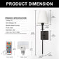 6 in. 1-Light Black Wall Sconces with Bulbs Rechargeable Wireless Wall Sconces Dimmable with Remote for Bedroom (2-Pack)