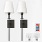 6 in. 1-Light Black Wall Sconces with Bulbs Rechargeable Wireless Wall Sconces Dimmable with Remote for Bedroom (2-Pack)