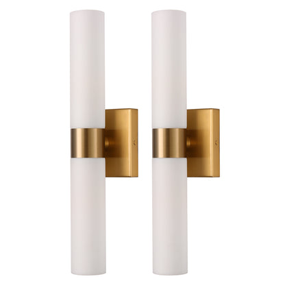 18 in. 2-Light Modern Gold Double Tube Wall Sconce, Sleek Up and Down Light Fixture for Bathroom, Bedroom, or Hallway