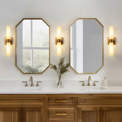 18 in. 2-Light Modern Gold Double Tube Wall Sconce, Sleek Up and Down Light Fixture for Bathroom, Bedroom, or Hallway