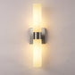 18 in. 2-Light Brushed Nickel and White Double Tube Wall Sconce, Sleek Up and Down Light Fixture for Bathroom, Bedroom