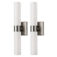 18 in. 2-Light Brushed Nickel and White Double Tube Wall Sconce, Sleek Up and Down Light Fixture for Bathroom, Bedroom