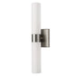 18 in. 2-Light Brushed Nickel and White Double Tube Wall Sconce, Sleek Up and Down Light Fixture for Bathroom, Bedroom