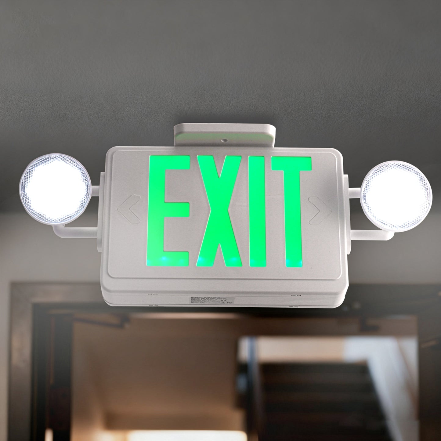 YANSUN Exit Sign with Dual Light Sources, Emergency Illumination Function, White Plastic Housing, Professional Safety Device