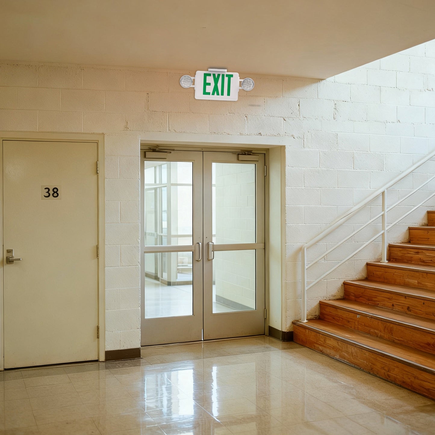 YANSUN Exit Sign with Dual Light Sources, Emergency Illumination Function, White Plastic Housing, Professional Safety Device