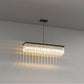 YANSUN 10-Light Crystal Island Chandelier in Matte Black, Modern Linear Dining Room Pendant with E12 Base, 44.5 in.