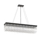 YANSUN 10-Light Crystal Island Chandelier in Matte Black, Modern Linear Dining Room Pendant with E12 Base, 44.5 in.