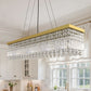 YANSUN 10-Light Gold Crystal Island Chandelier 44.5in Linear Ceiling Light E12 Luxury Dining Room Fixture