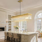 YANSUN 10-Light Gold Crystal Island Chandelier 44.5in Linear Ceiling Light E12 Luxury Dining Room Fixture