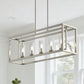 5 Light Brushed Nickel Island Pendant Light with Clear Glass Shade for Dining Room and Kitchen, No Bulbs Included
