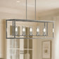 YANSUN 5-Light KD Pendant Island Light with Clear Glass Shades, Sand Nickel Finish, E12 Bulbs Not Included