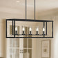 YANSUN 5-Light KD Pendant Island Light with Clear Glass Shades, Matte Black Finish, E12 Bulbs Not Included