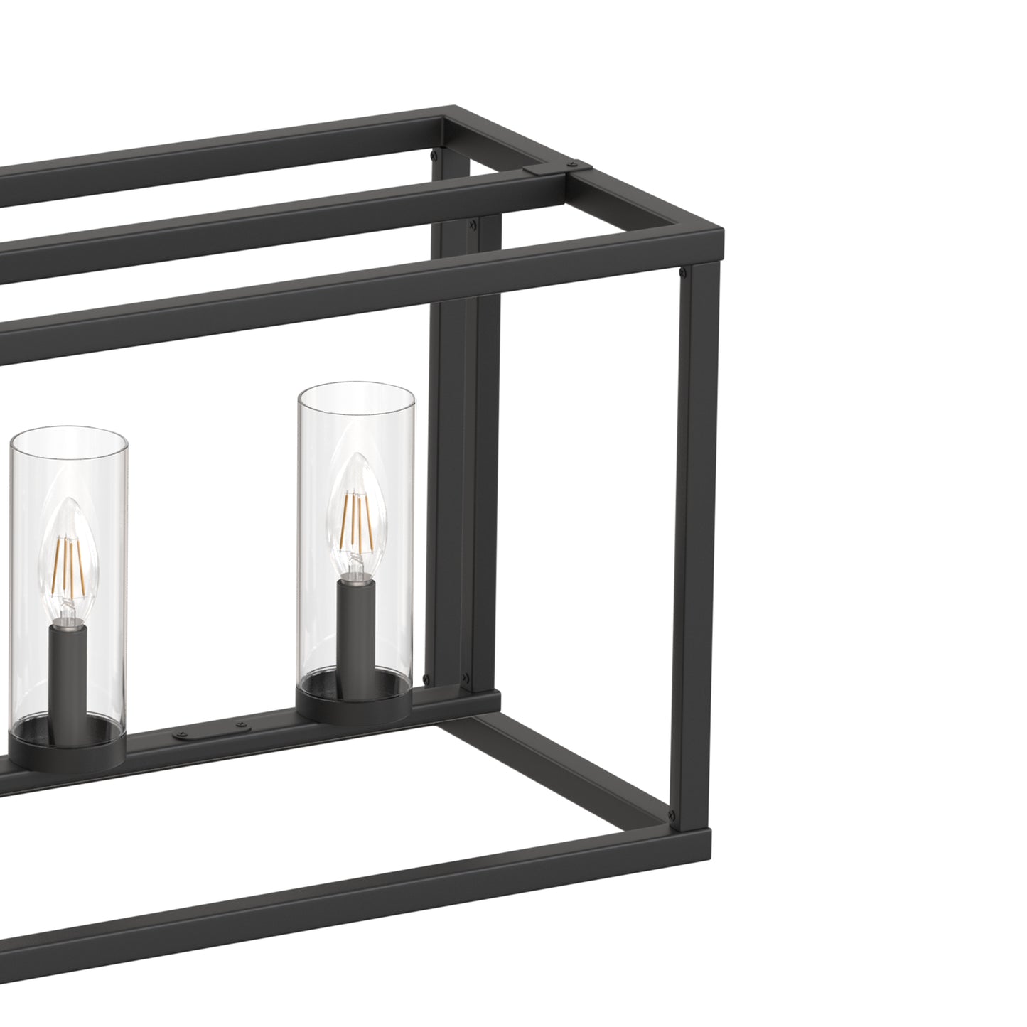 YANSUN 5-Light KD Pendant Island Light with Clear Glass Shades, Matte Black Finish, E12 Bulbs Not Included