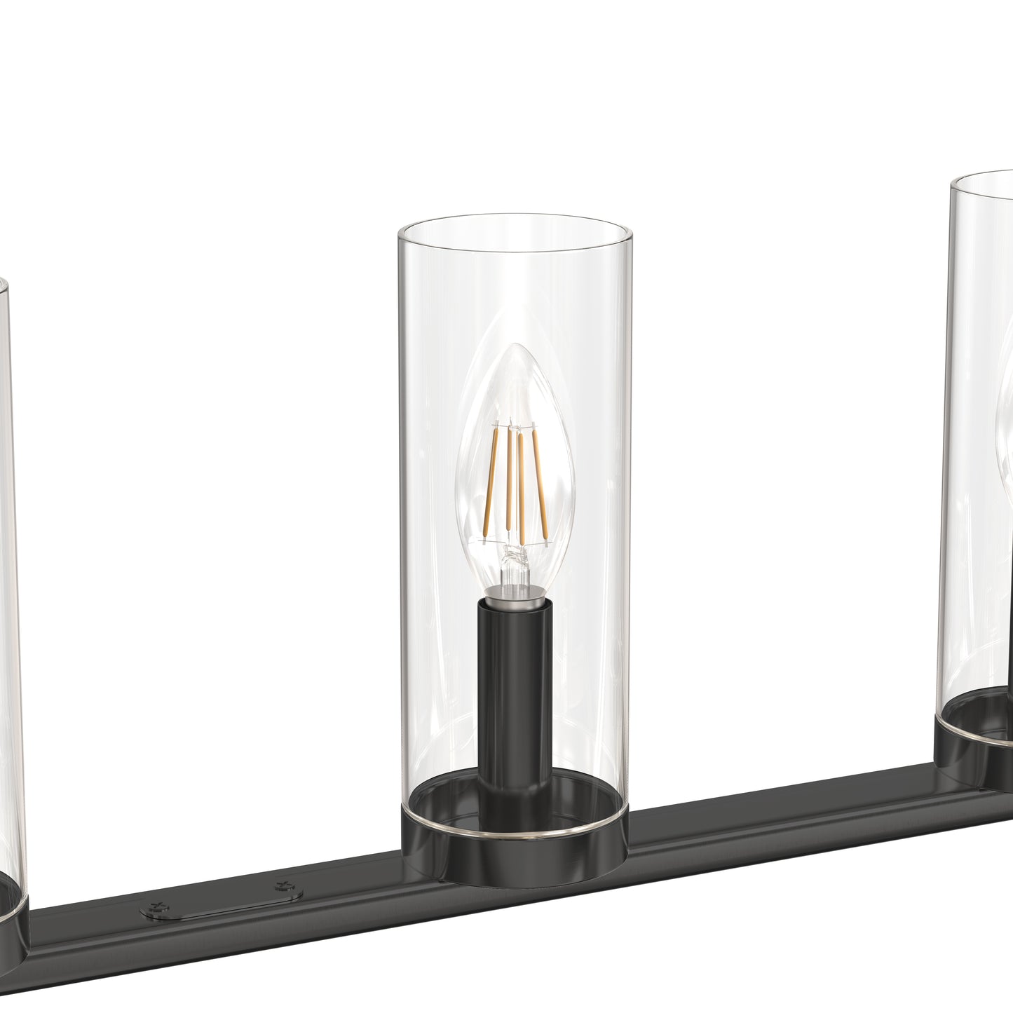 YANSUN 5-Light KD Pendant Island Light with Clear Glass Shades, Matte Black Finish, E12 Bulbs Not Included