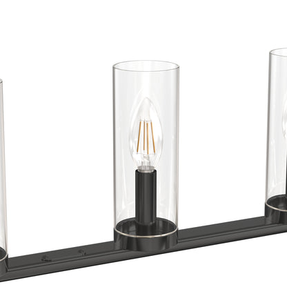 YANSUN 5-Light KD Pendant Island Light with Clear Glass Shades, Matte Black Finish, E12 Bulbs Not Included