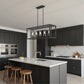 YANSUN 5-Light KD Pendant Island Light with Clear Glass Shades, Matte Black Finish, E12 Bulbs Not Included