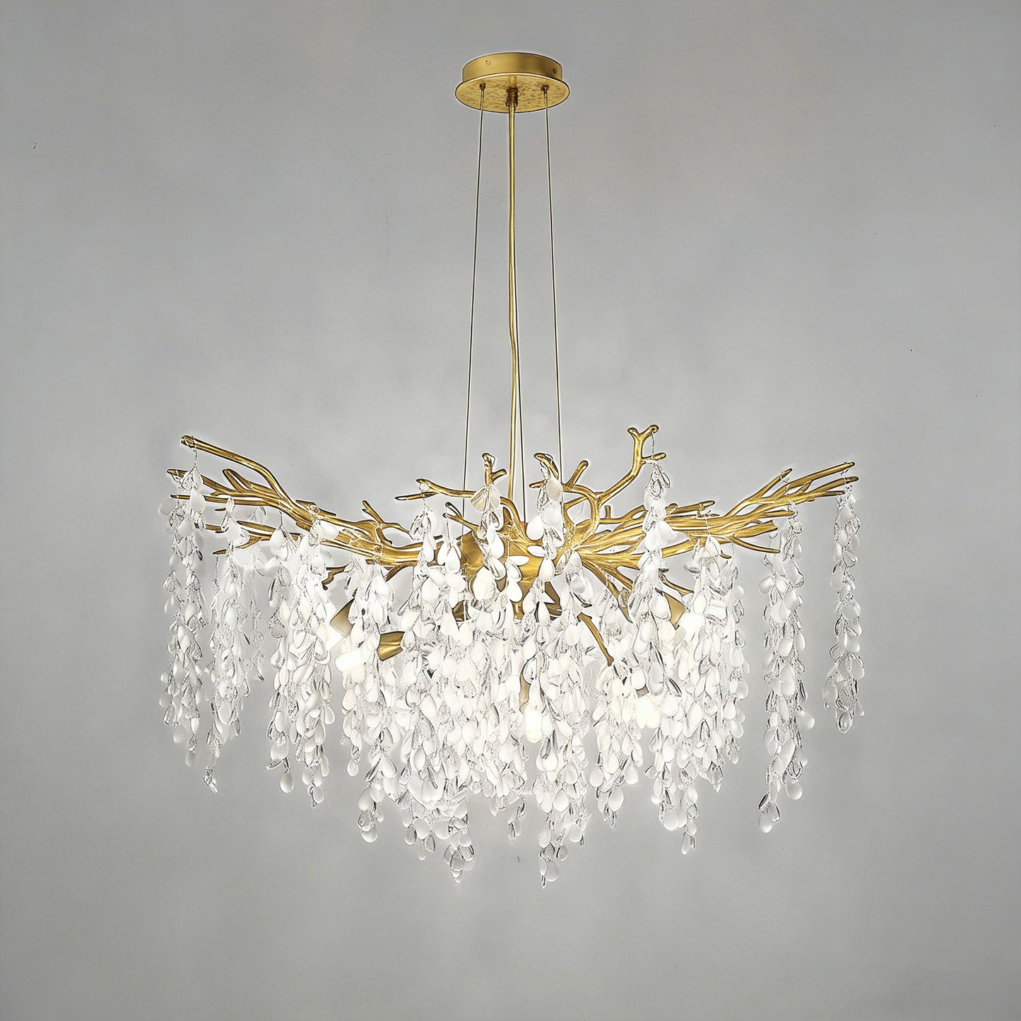 YANSUN 10-Light 31.5 in. Champagne Gold Traditional Crystal Chandelier with Crystal Shade and Metal Branch Design G9 Base