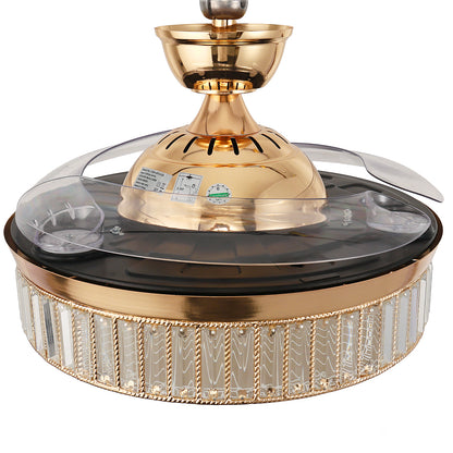 38-Watt 3-Blades Copper Standard Flush Mount Ceiling Fans with Invisible Blades and Stepless Dimming for Living Room
