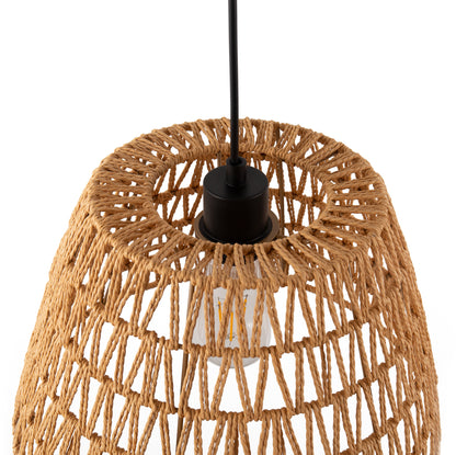 YANSUN 3-Pack1-Light Farmhouse Boho Pendant Light with Natural Woven Shade No Bulbs Included for Dining Room or Entryway