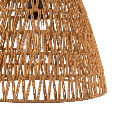 YANSUN 3-Pack1-Light Farmhouse Boho Pendant Light with Natural Woven Shade No Bulbs Included for Dining Room or Entryway