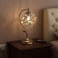 YANSUN 16.5in. 1 Light Copper Flower Table Lamp with Pale Glass Shade, No Bulbs Included Transitional Table Lamp for Bedroom