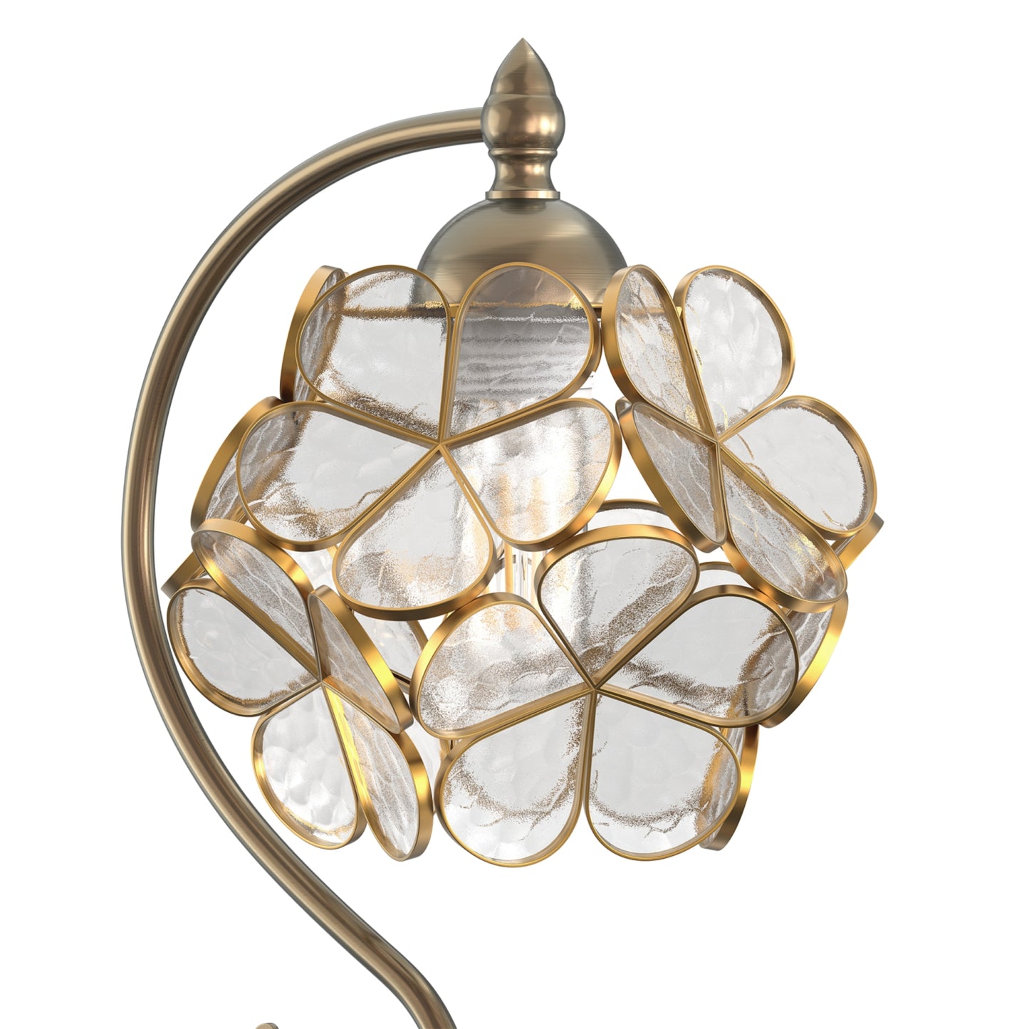 YANSUN 16.5in. 1 Light Copper Flower Table Lamp with Pale Glass Shade, No Bulbs Included Transitional Table Lamp for Bedroom