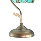 YANSUN 9.8in Green Glass Flower Table Lamp with Brass Finish E26 Bedside Desk Light Fixture