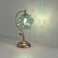 YANSUN 9.8in Green Glass Flower Table Lamp with Brass Finish E26 Bedside Desk Light Fixture