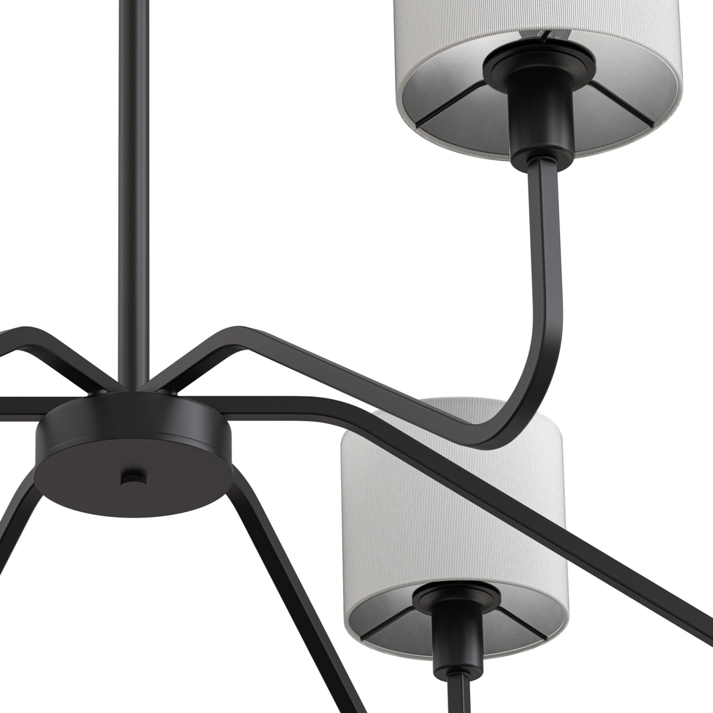 YANSUN 6-Light Candle-Style Chandelier with Linen Shades, Matte Black Finish, 39.4-Inch Diameter, Traditional Elegance