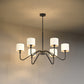 YANSUN 6-Light Candle-Style Chandelier with Linen Shades, Matte Black Finish, 39.4-Inch Diameter, Traditional Elegance