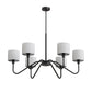 YANSUN 6-Light Candle-Style Chandelier with Linen Shades, Matte Black Finish, 39.4-Inch Diameter, Traditional Elegance