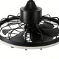 YANSUN 19.7 in. LED Outdoor Cage Ceiling Fan with Remote,Sand Black Downrod Mount Fandelier with 6 Speeds,3 CCT for Bar Foyer