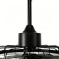 YANSUN 19.7 in. LED Outdoor Cage Ceiling Fan with Remote,Sand Black Downrod Mount Fandelier with 6 Speeds,3 CCT for Bar Foyer