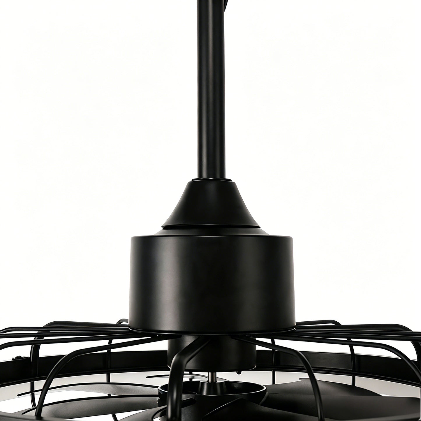 YANSUN 19.7 in. LED Outdoor Cage Ceiling Fan with Remote,Sand Black Downrod Mount Fandelier with 6 Speeds,3 CCT for Bar Foyer