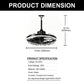 YANSUN 19.7 in. LED Outdoor Cage Ceiling Fan with Remote,Sand Black Downrod Mount Fandelier with 6 Speeds,3 CCT for Bar Foyer